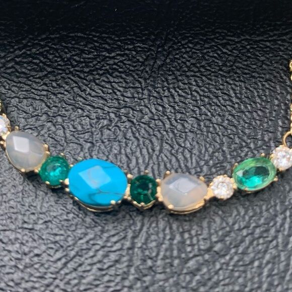 Turquoise, Agate & Zircon Gemstone Necklace – Silver Tone – Rhode & Co – 16–18” - Picture 3 of 6